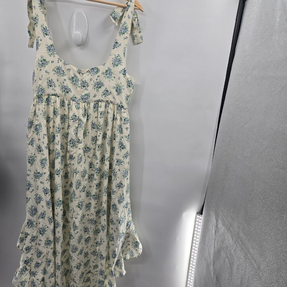 En Creme Cream Blue Floral Hi-Low Dress Size Large - Picture 3 of 16